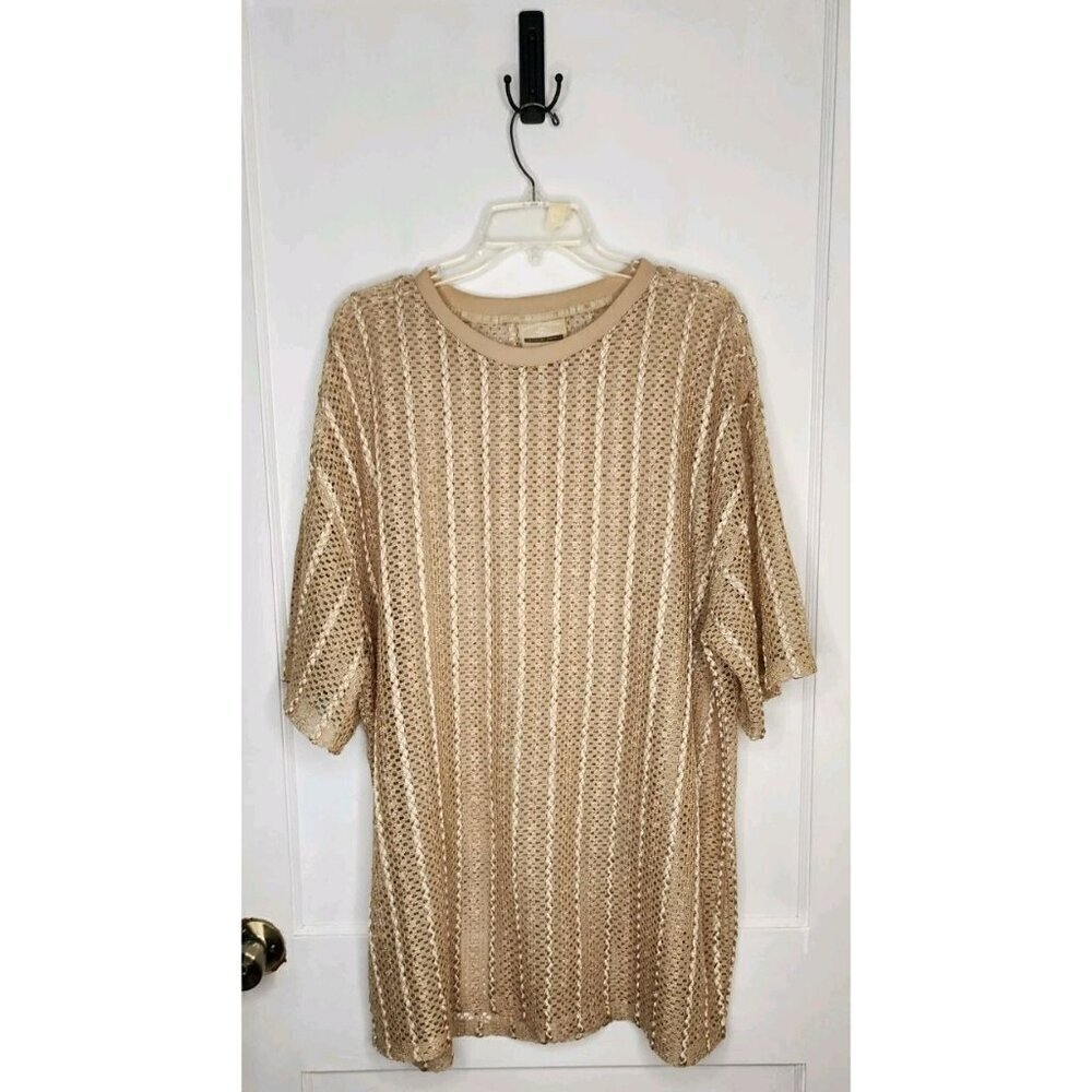 Vintage 90s Y2K Hip Hop History Mesh Camp Club Shirt Men 2XL Gold